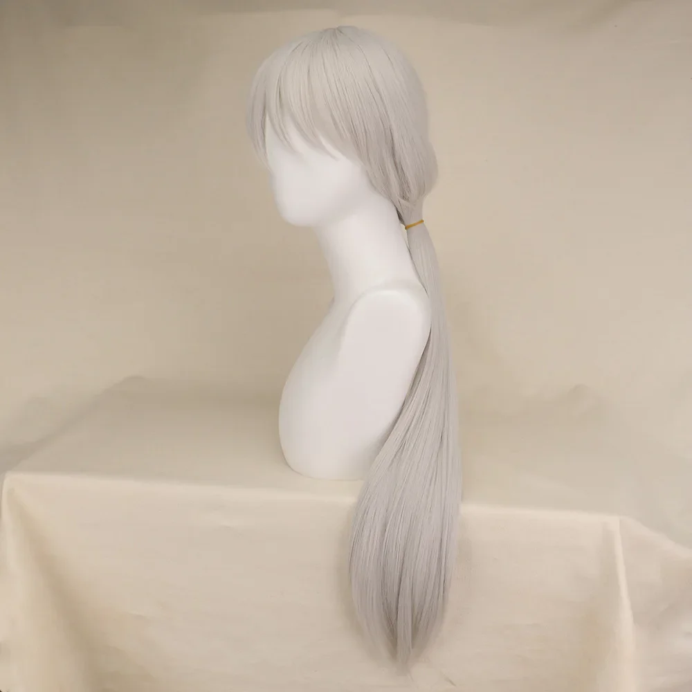 Anime Chainsaw Man Quanxi Long Silver Wig for Adult Halloween Costume Party Hair Wig Sliver white