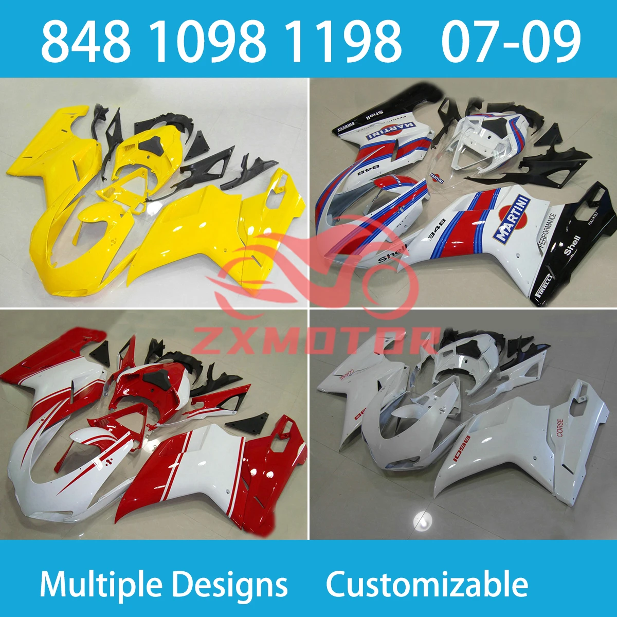 

ZXMT Plastic Fairing Kit for Ducati 848 1098 1198 1098s 1198s Motorcycle Customized Injection High Quality Fairings