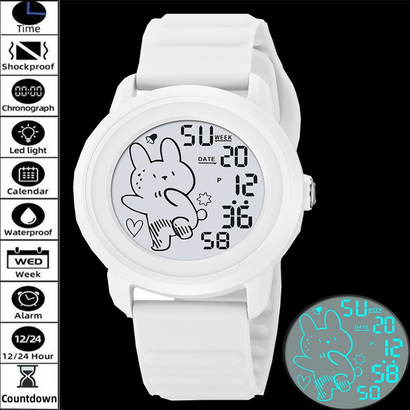 

Skmei модные цифровые часы для молодежи силиконовый ремешок 50 м водостойкий светодиодный хронограф унисекс будильник для мальчиков и девочек