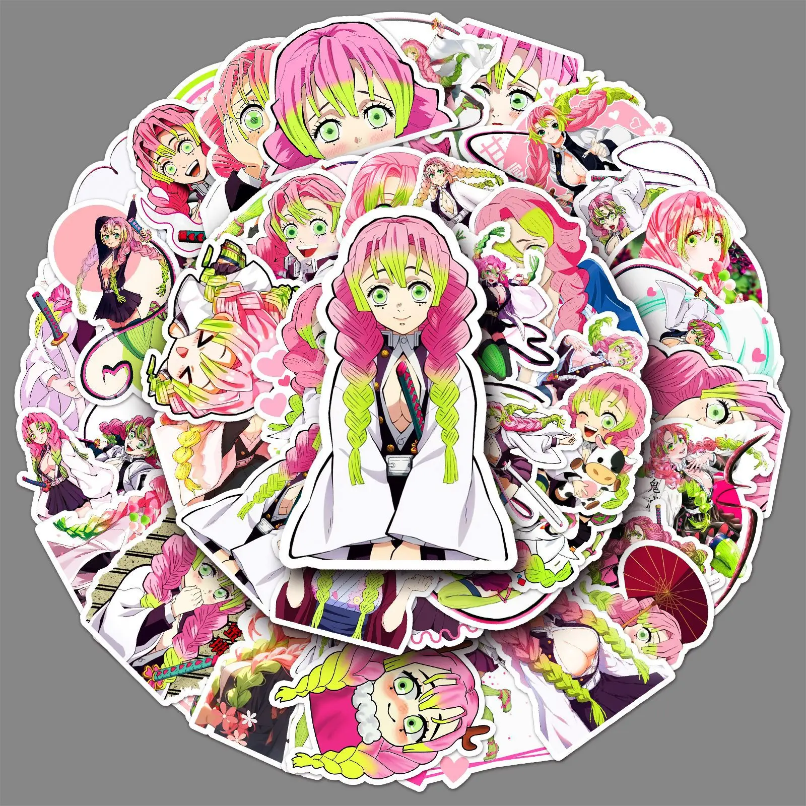 

50pcs Kawaii Kanroji Mitsuri Anime Stickers 2024 Demon Slayer Sticker Aesthetics Scrapbooking Cup Laptop Suitcase Girls Decals