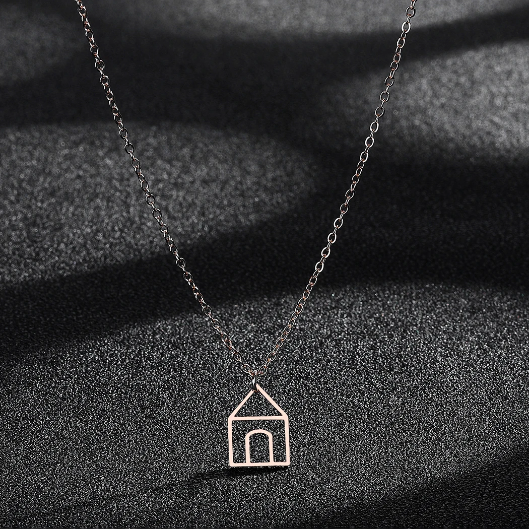 Todorova Stainless Steel Dainty little House Pendant Necklace For Women Girls Minimalist Romantic Home Female Party Jewelry