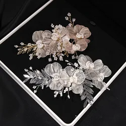 Wedding Flower Hairband Novia Hair Jewelry Freshwater Pearls Headband Headpiece Exquisite Bride Barrettes Hair Accessories Tiara