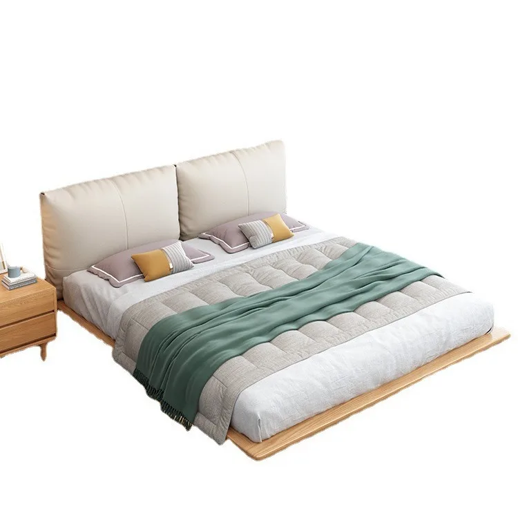 

Tatami, light luxury, no bedside, suspended bed, white wood, modern, simple, double