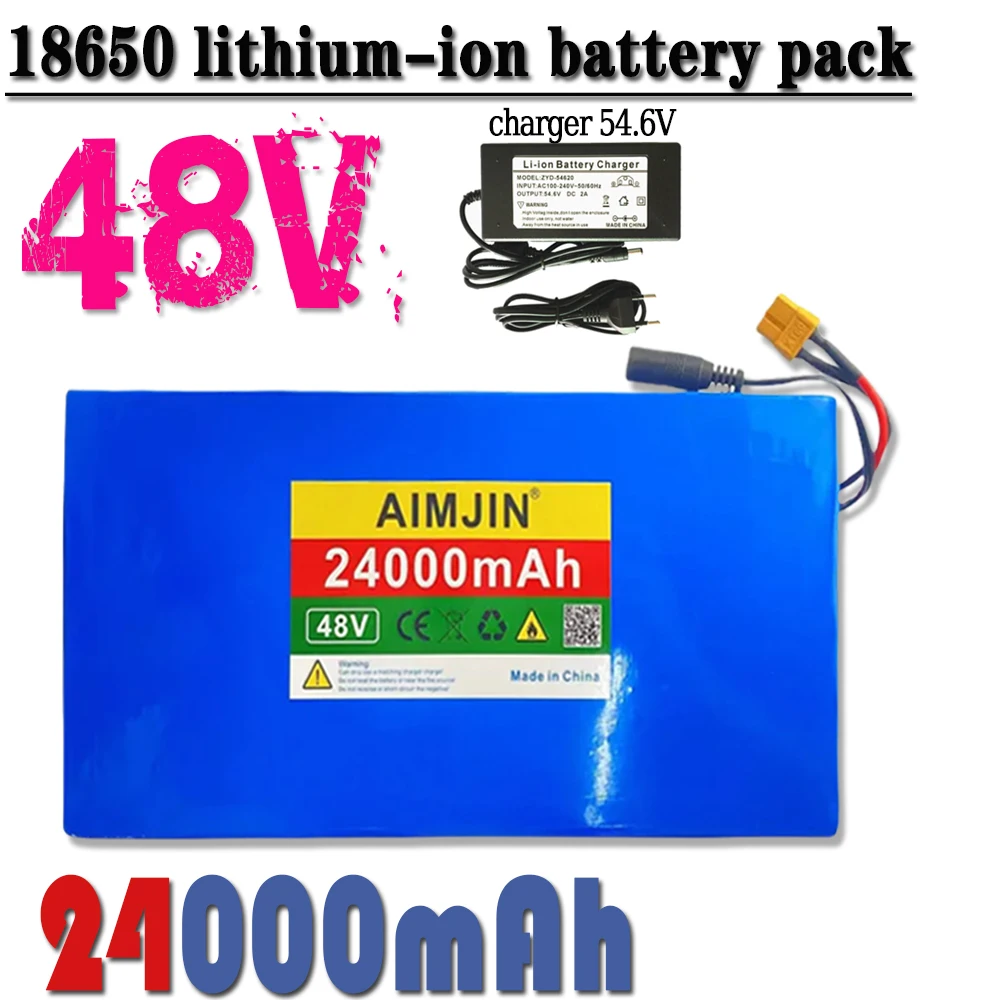 13S6P 48V 24000mAh 2000W Panasonic 18650 lithium-ion battery pack, suitable for 54.6V bicycles+optional built-in BMS plug