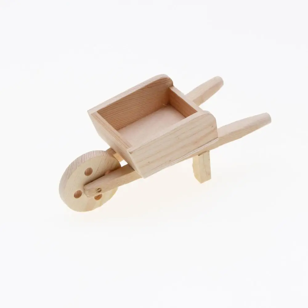 Mini Wood Cart Kids Toy Outdoor Playsets Farm Wheelbarrow Models Garden Miniature Landscape Carts Decor Child Furniture Decors