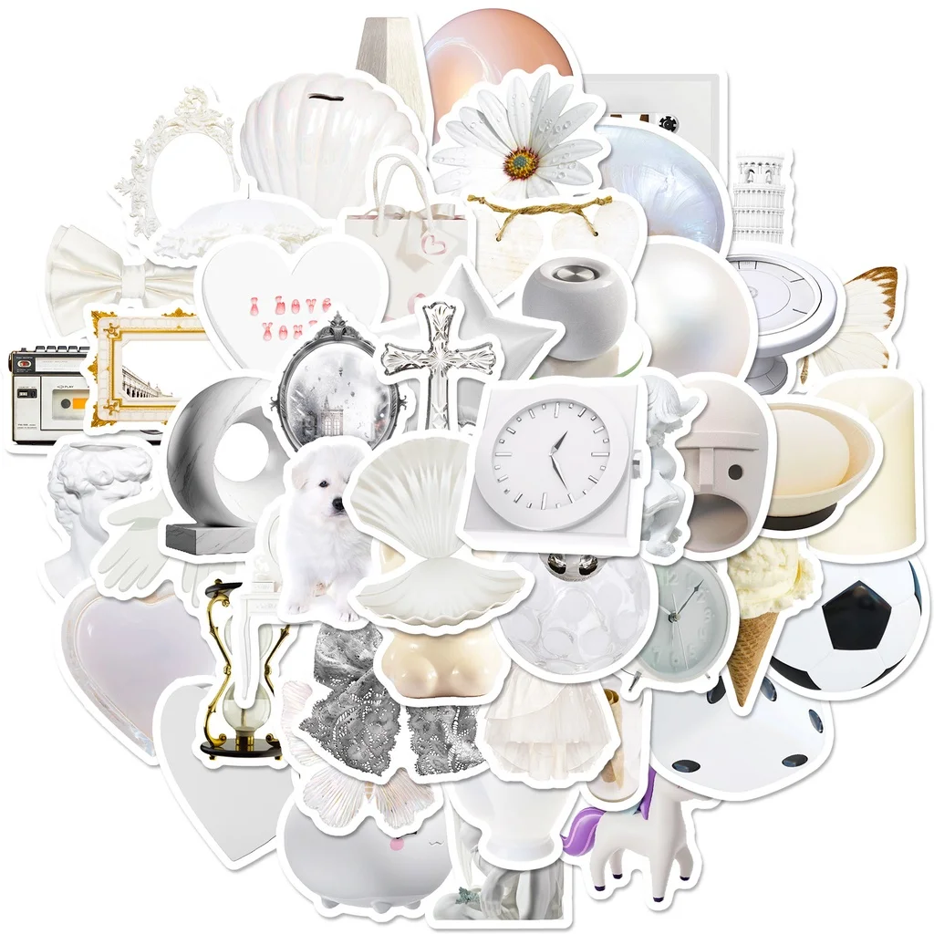 

50PCS Realistic White Small Items Waterproof Graffiti Stickers For Hand Account Pencil Case Decals BulingBulingStickers Store