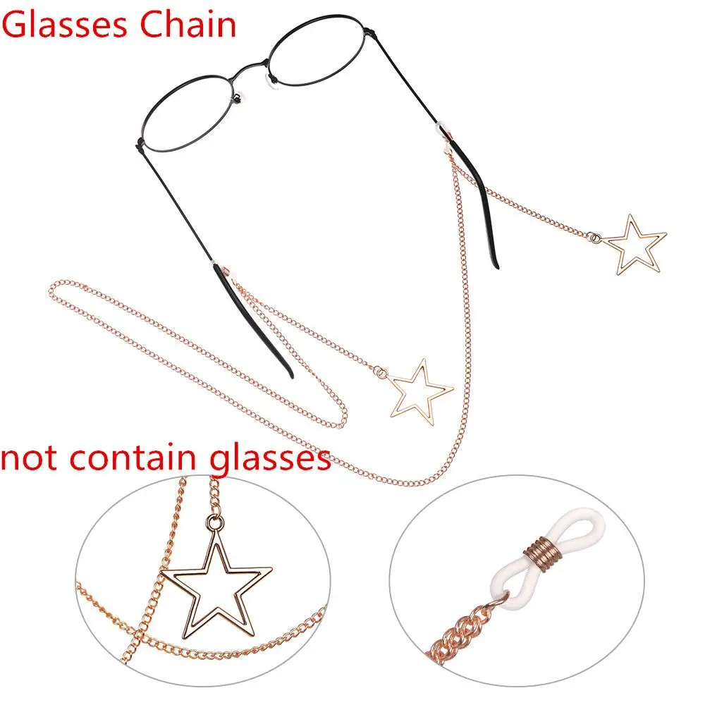 Women  Reading Glasses Metal Hollow Star Glasses Necklace  Eyeglass Lanyard  Eye wear Accessories Glasses Chain