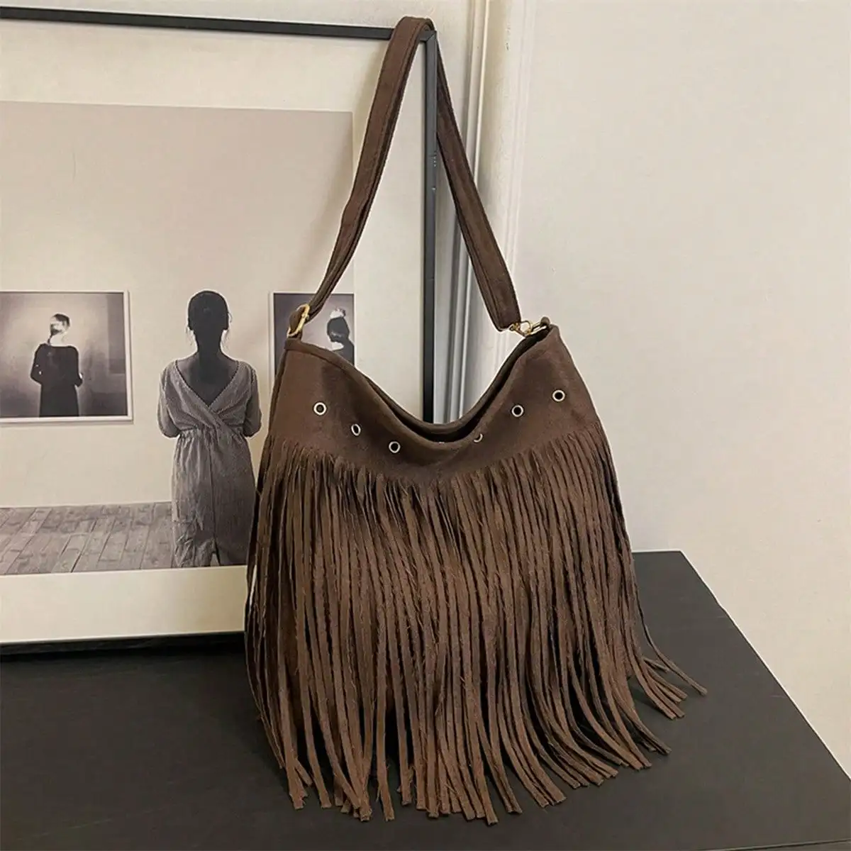 

Women Fringe Hobo Bag Western Purse Shoulder Bag Suede Tassel Crossbody Bag