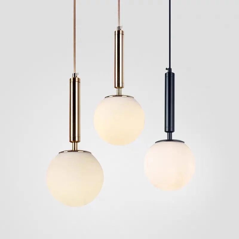 الحديثة بسيطة كرة زجاجية قلادة ضوء LED غرفة نوم فاخرة السرير مصباح معلق كرة الحليب الشمال الحد الأدنى خط طويل غرفة المعيشة #2