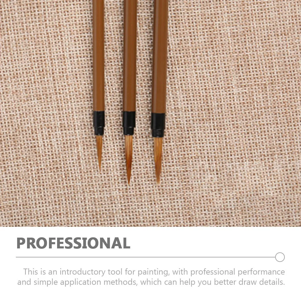 Stylos de doublure en poils de loup, 3 pièces, fournitures d'art pour dessin à pointe Fine pour croquis, peinture à l'aquarelle, brosse de détail, projets scolaires pour enfants