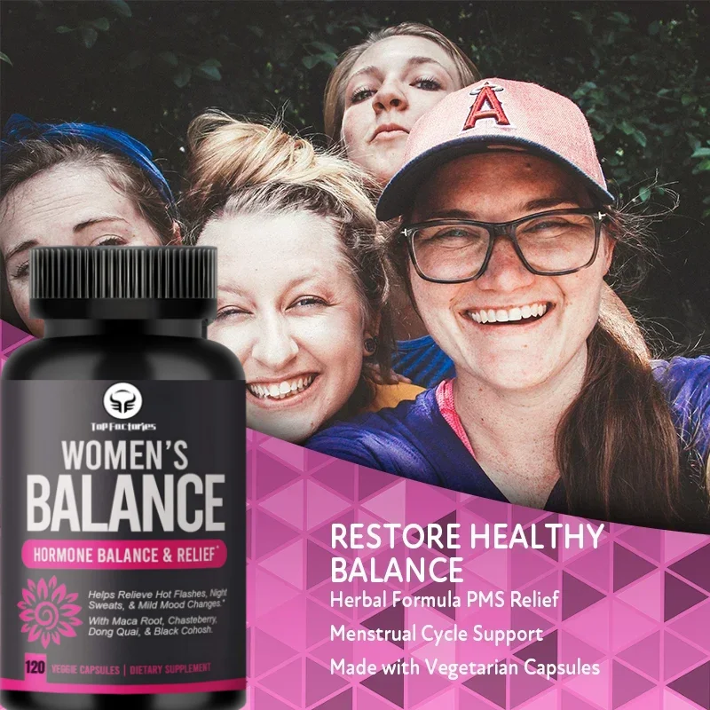 Female Hormone Balance PMS Menopause Supplement for Fertility Hormone Menstrual Support Relief Hot Flashes Maca Root