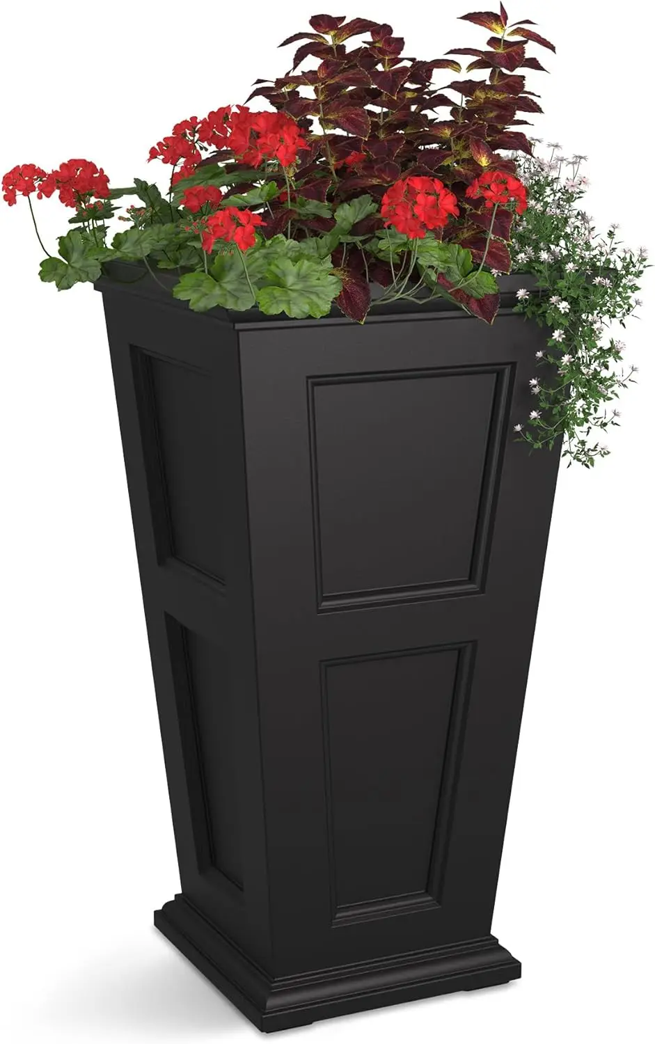 Fairfield 40in Tall Planter - Black - Durable Resin Planter (8801-B)