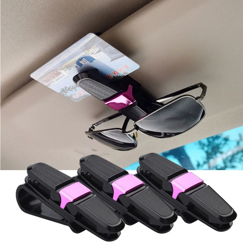 حافظة نظارات السيارة العالمية حاجب الشمس للسيارة حامل النظارات الشمسية مشبك بطاقة تذكرة حامل النظارات ملحقات السيارات الداخلية