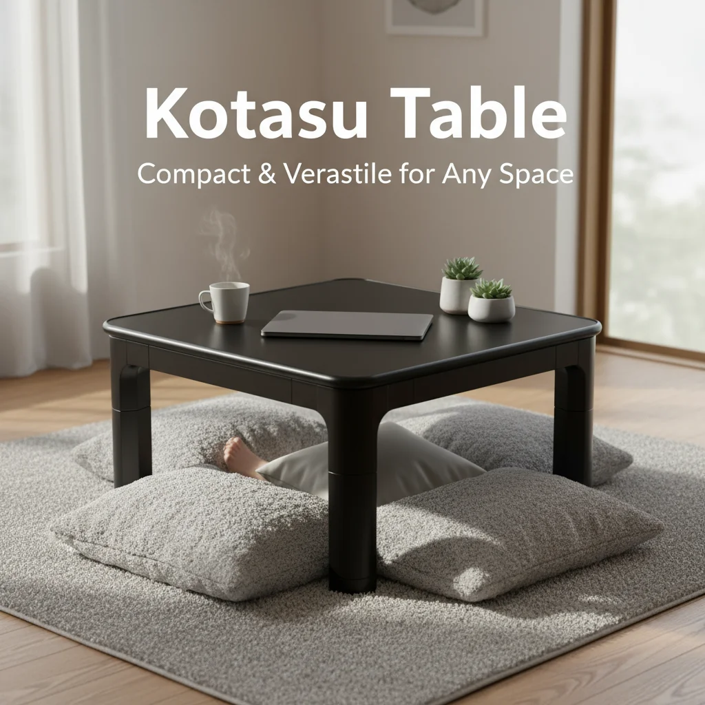 

Japanese Kotatsu Table Legs Foldable Reversible Top Black/White Living Room Furniture Foot Warmer Heated Low Coffee Table