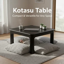 Japanese Kotatsu Table Legs Foldable Reversible Top Black/White Living Room Furniture Foot Warmer Heated Low Coffee Table