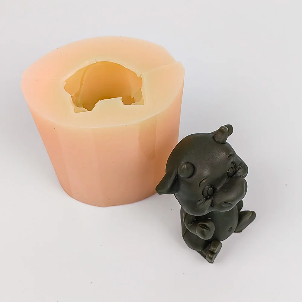 3D Animals Cattle Candle Mold Cute Little Cow Moulds Soap Molds Silicone Wedding Birthday Valentine's Day Clay DW0499 PRZY