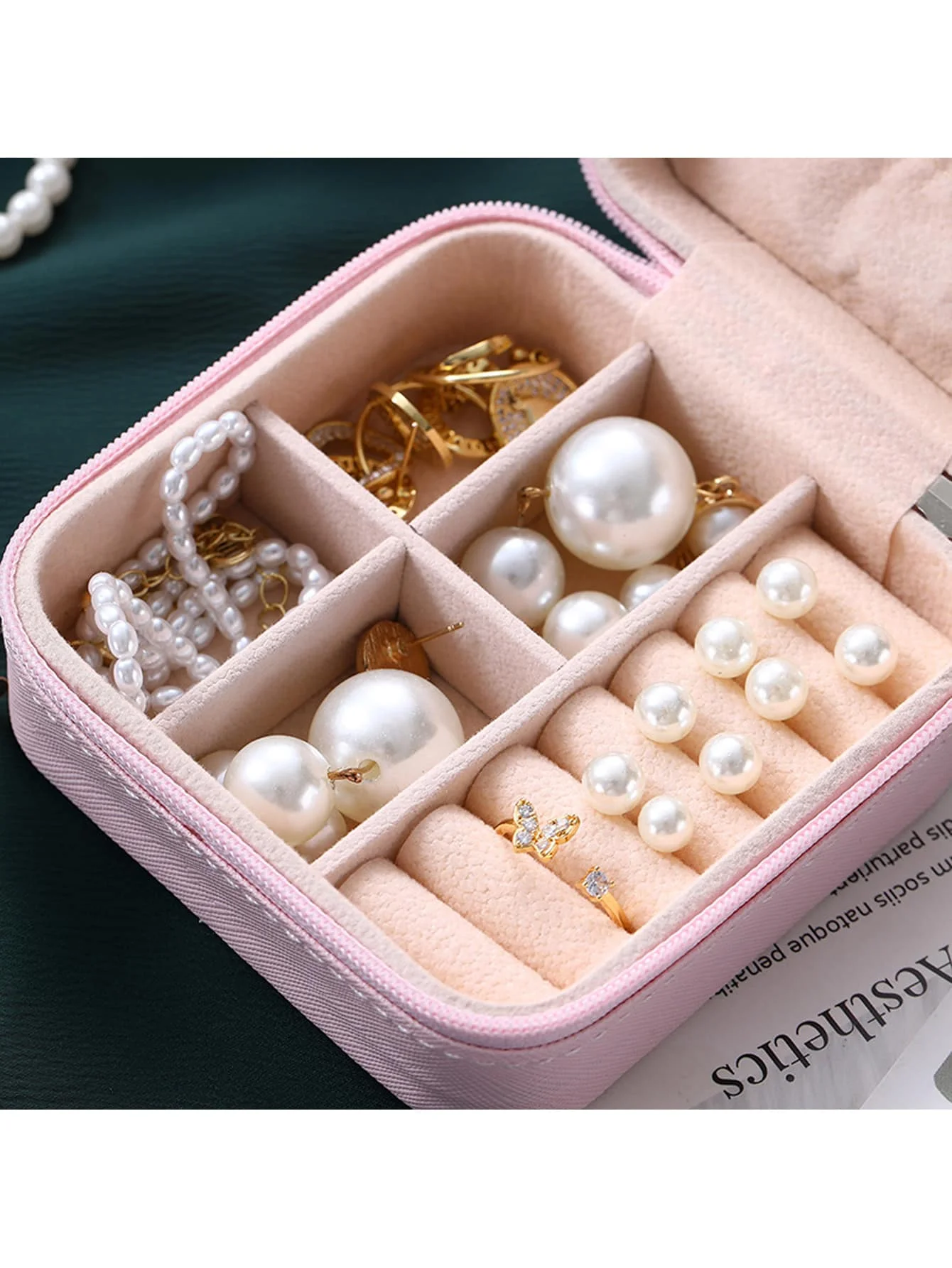 Travel Jewelry Case for Women Girls,Portable Jewelry Box with Letters 2-Layer Jewelry Storage Mini Jewelry Case Travel Must Have
