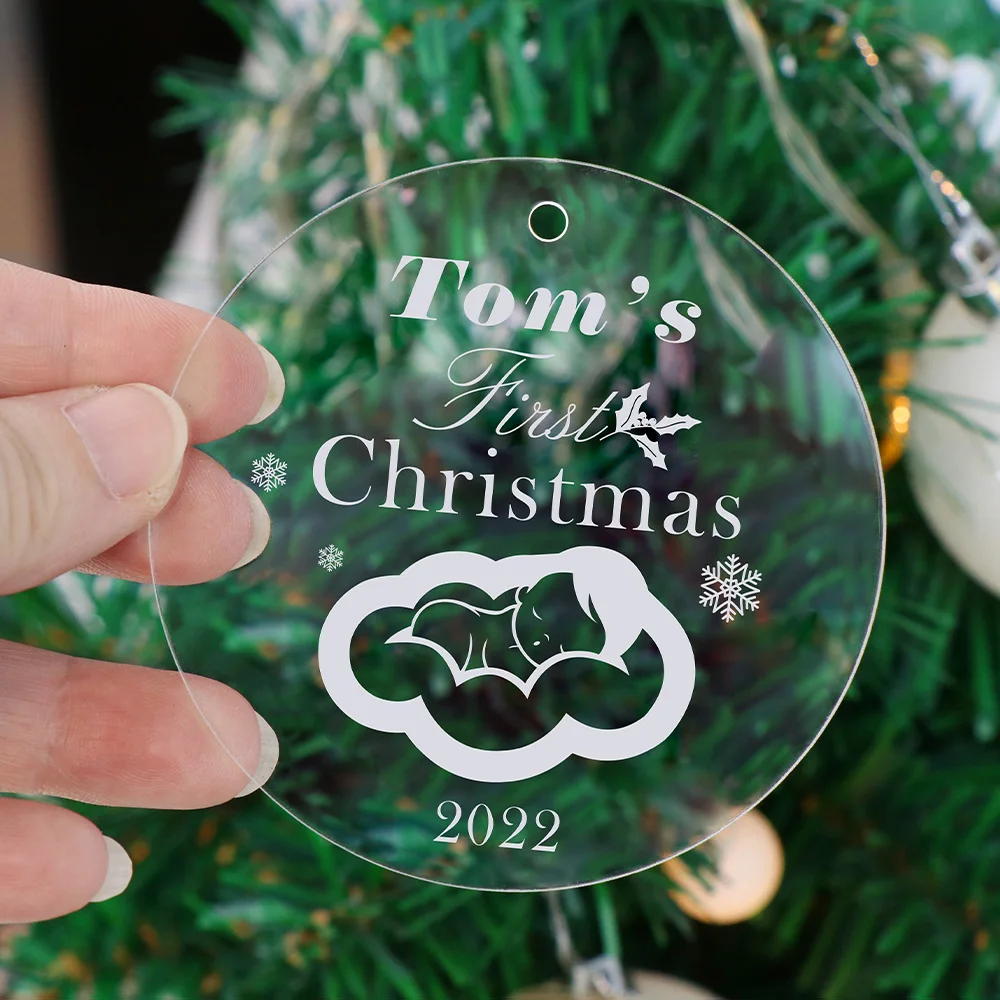 Personalized Christmas Ornaments 2022,Acrylic 1st Christmas Married Ornament First Christmas Ornament Gifts for Baby