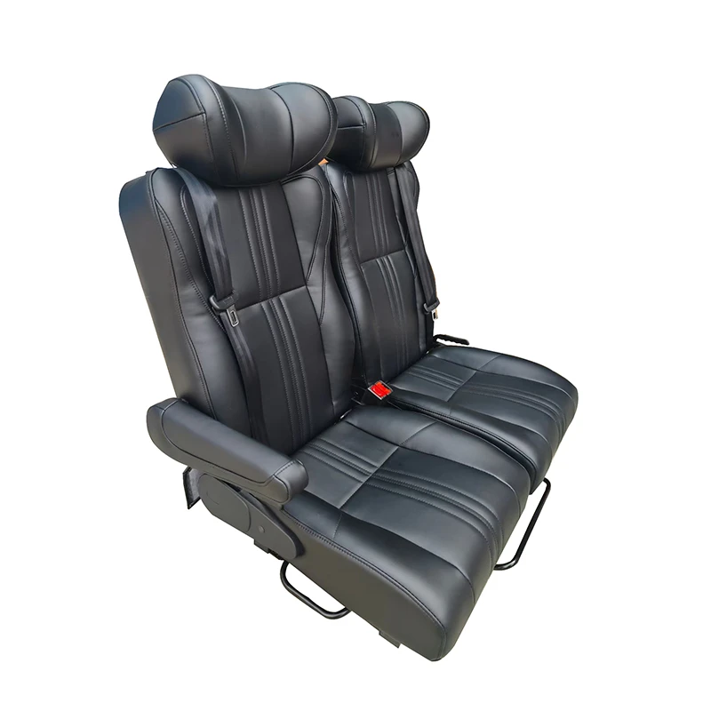 High Quality Double Person Rotatable Leather Seat With Pull Out Cushion Headrest Adjustable Interior Parts For Campervan