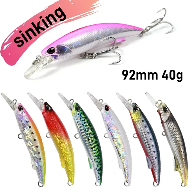 New Arrival 92mm/40g Hard Bait Fishing Lure Minnow dla okoni i słonowodnych słodkowodnych z realistycznym wzorem do połowu dużych ryb