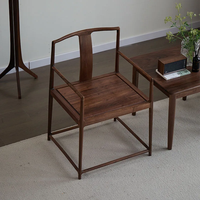 Solid wood chair North American black walnut master chair New Chinese tea armchair study furniture backrest