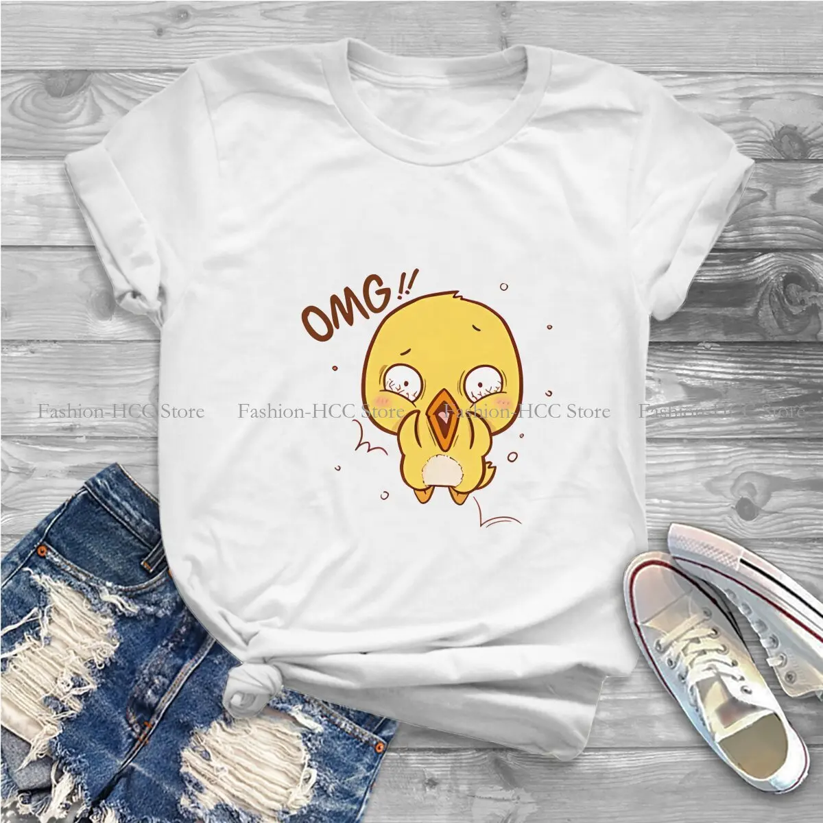 OMG O Neck TShirt Duck Emotion Basic Polyester T Shirt Woman's Tops Fashion