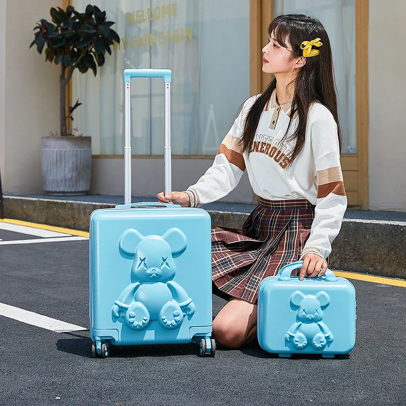 New cartoon suitcase female universal wheel 18-inch zipper password luggage case durable student suitcase male