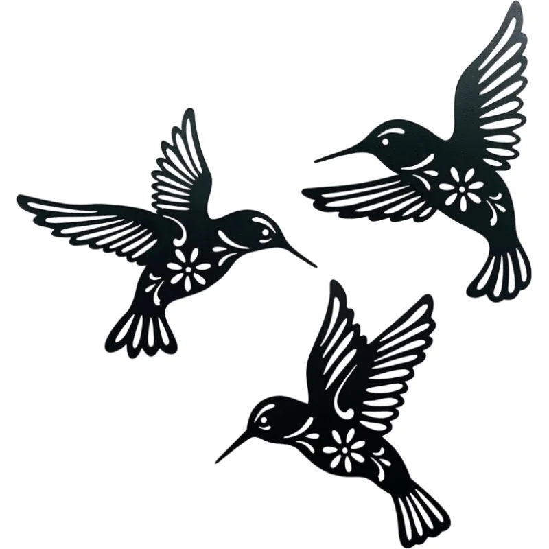 

3 Pieces Metal Hummingbird Wall Art Decoration Hollow Out Iron Bird Sculpture Waterproof Wall Hanging Figurines For Garden And