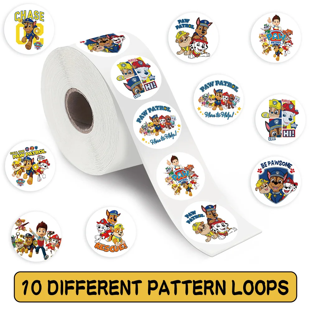 500 stks/rol Nieuwe Populaire Cartoon PAW Patrol Stickers DIY Skateboard Laptop Gitaar Telefoon Auto Seal Label Decals Decoratie stickers