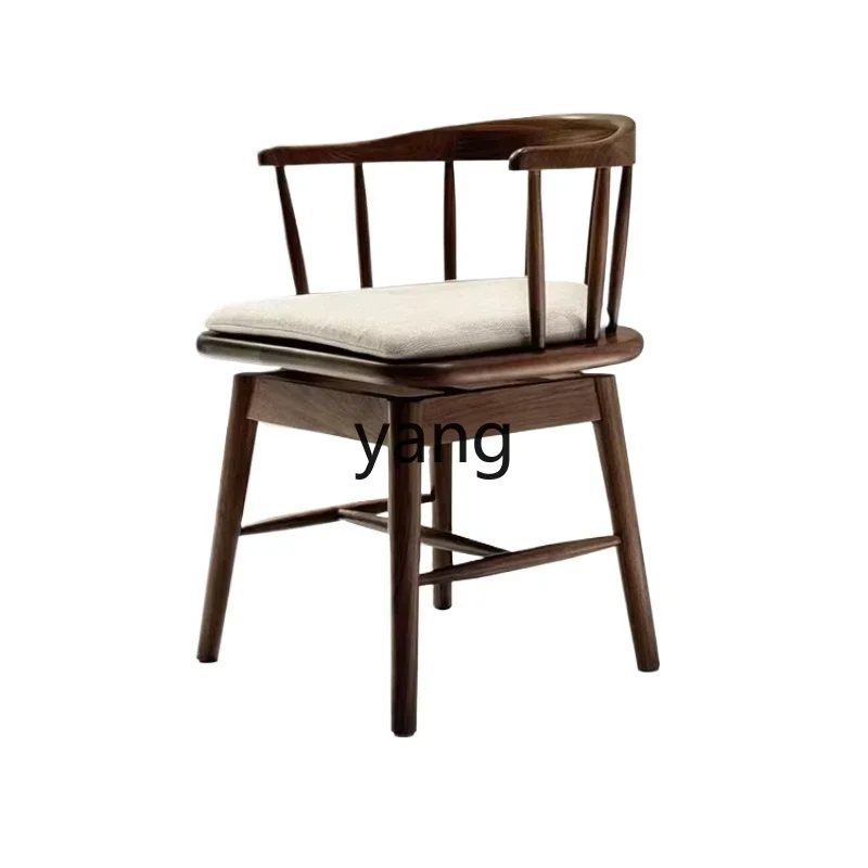 

LTT Black Walnut Computer Chair Home Leisure Chair Rotating Solid Wood Desk Backrest Chair