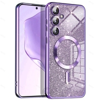 Glitter Bright Case For Samsung Galaxy S24FE S20 S21 S22 S23 S24 S25 Plus FE Note20 Ultra Wireless MagSafe Magnetic Bling Cover