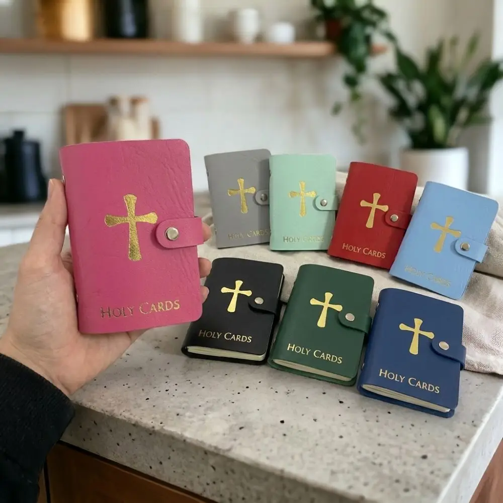 PU Leather Prayer Card Holder Compact 40 Slots Mini Saints Cards Wallet Large Capacity Wear-resistant Card Collection Case