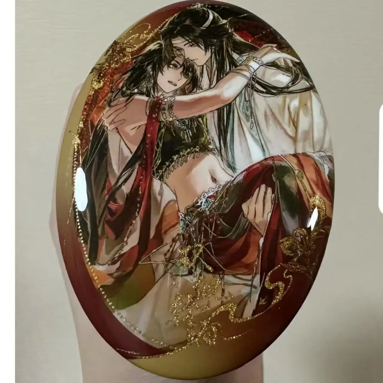 Grandmaster of the Demon Path, surrounded by Lan Wangji, Wei Wuxian Double Flash Elliptical Bar Badge, tinplate brooch