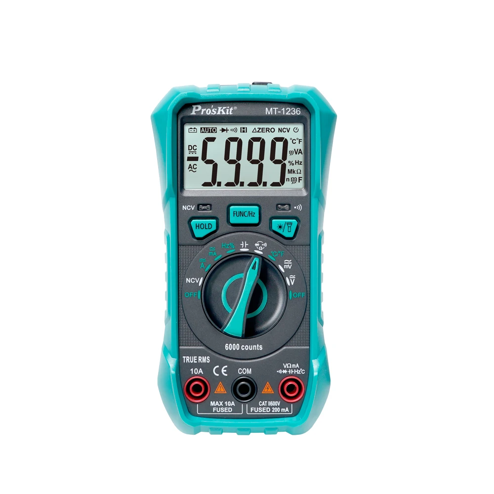 

Pro'sKit digital high precision MT-1236 small digital display anti-burn multi-functional meter electrician anti-burn