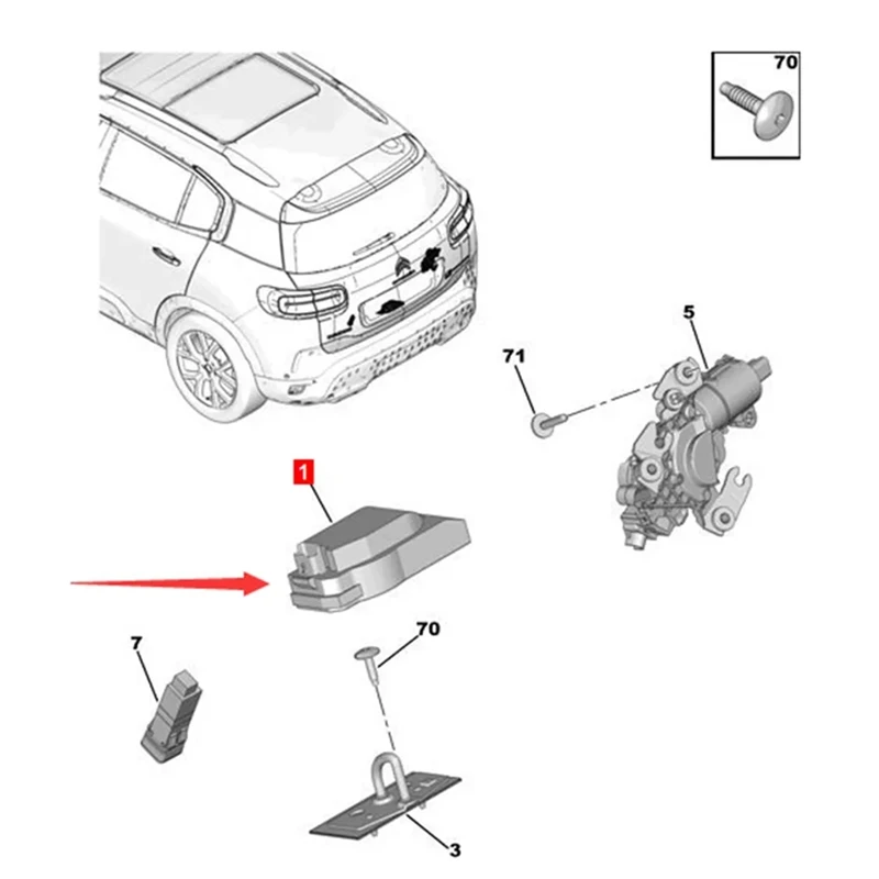 Lock Trunk Gate ABS Tailgate Boot Lock Parts 9687148480 / 8719H4 For Peugeot 3008 5008 508 Citroen C5 Aircross