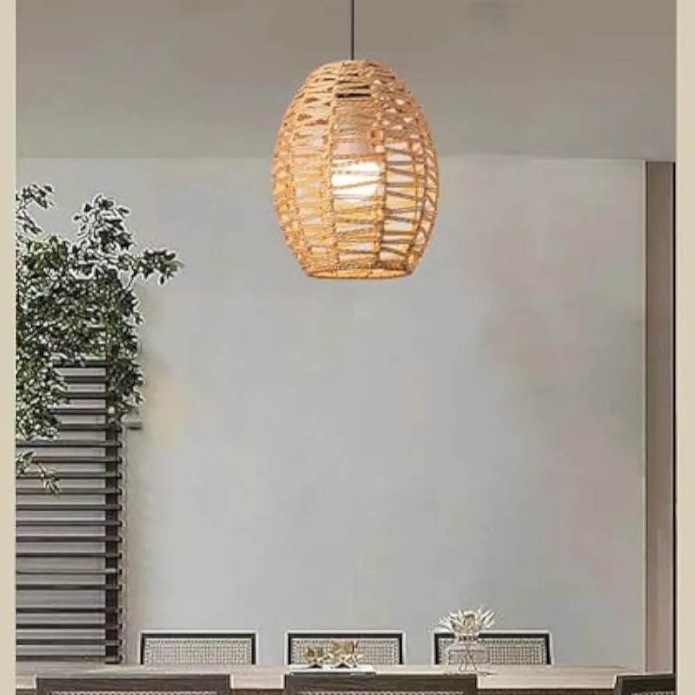 

Creative Hemp Rope Chandeliers Hand-Woven Retro Homestay Restaurant Pendant Lamps Bedroom Living Room Light E27 Lighting Fixture