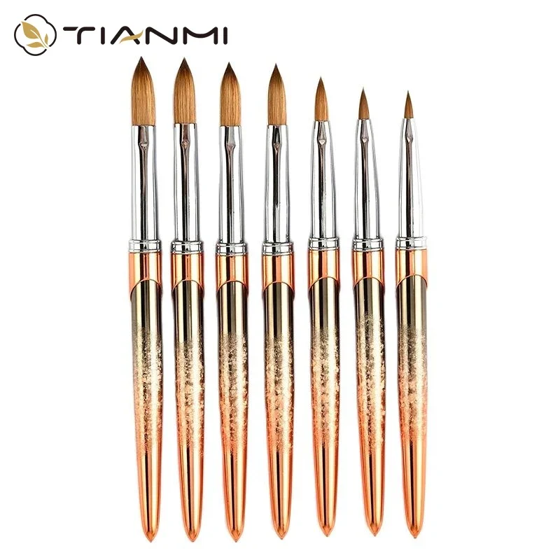 TIANMI Rose Embossment Handle Art Brushes Kolinsky Hair Nail Brush UV Gel Nail Polish Builder Painting Drawing Pen Manicure Tool