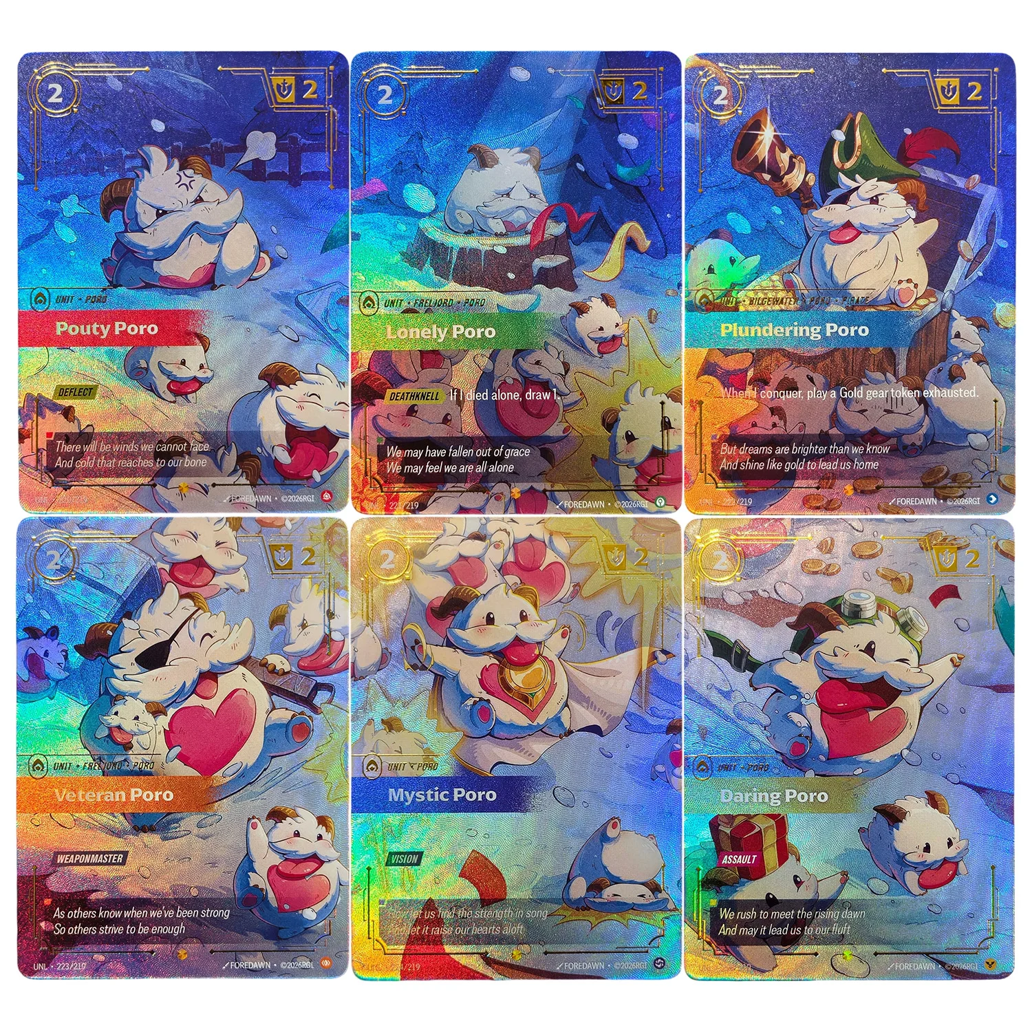 Carta Coleccionable de Juego de Pokémon: Proxy Riftbound English Unleashed UNL Lonely Pouty Plundering Veteran Mystic Daring Poro