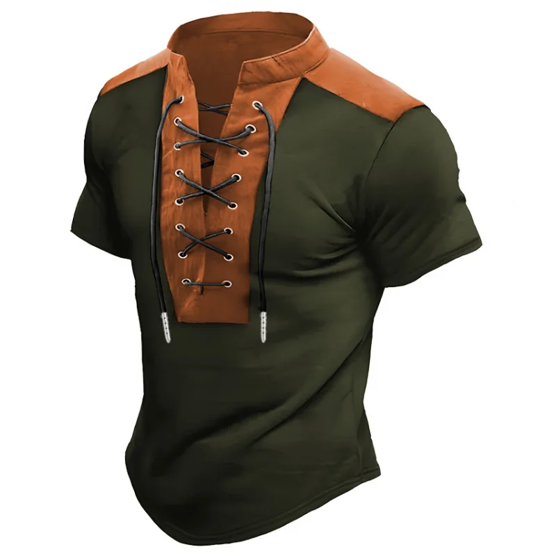 Hot-Selling Men's Summer Short Sleeve Crew NeckTT-shirt European and American Style Drawstring