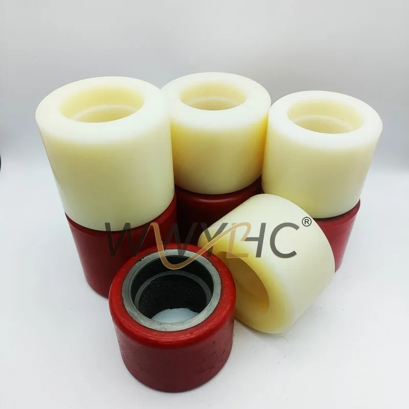 1PC Hydraulic Pallet Truck Wheel 7055/8060mm PU/Nylon with 6204 Bearings Suitable for Hand Pallet Trucks