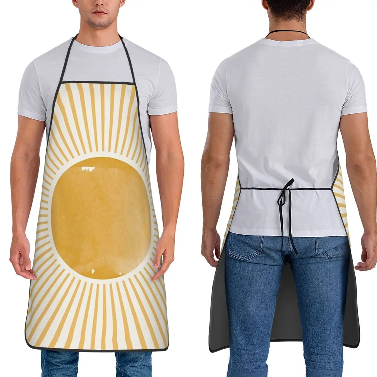 

Retro Sun Mid Century Modern Aprons Chef Cooking Tablier Sleeveless Bib Kitchen Cleaning Pinafore for Women Men Gardening