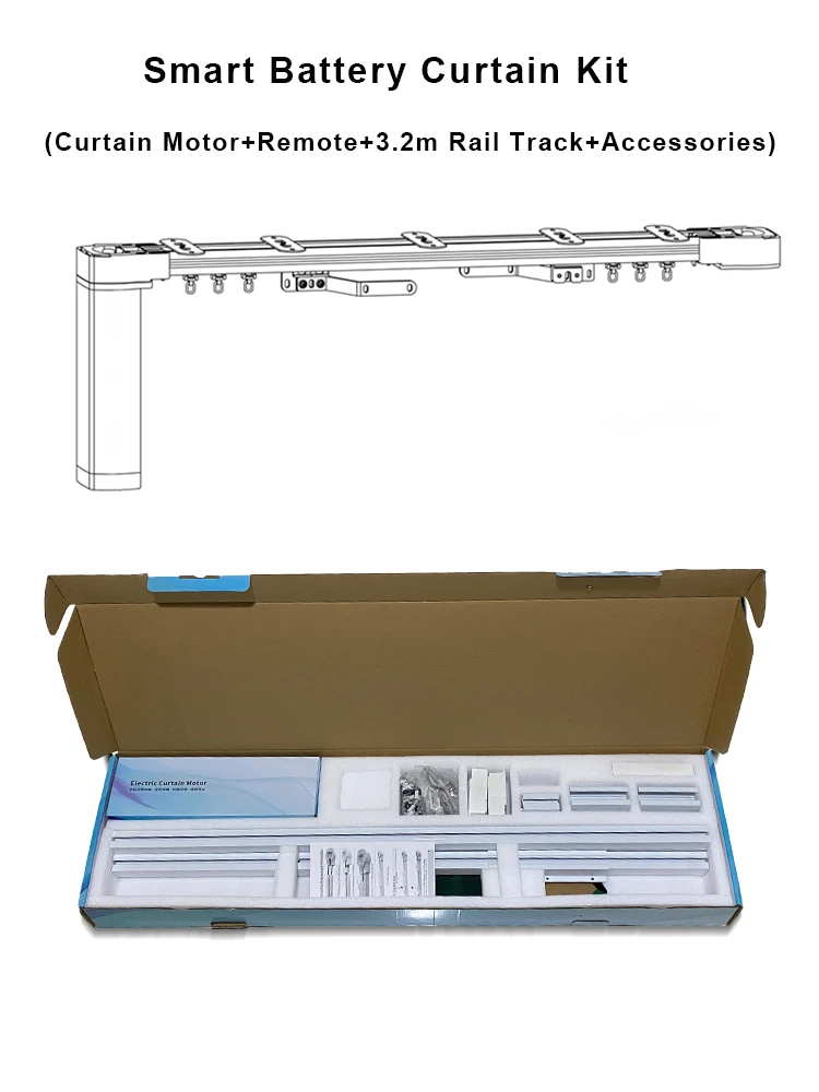 Tuya Zigbee Smart Curtains Motor kit Battery Rechargeble With 2.2m-5.2m Electric Curtain Track Window Shades For Smart Home