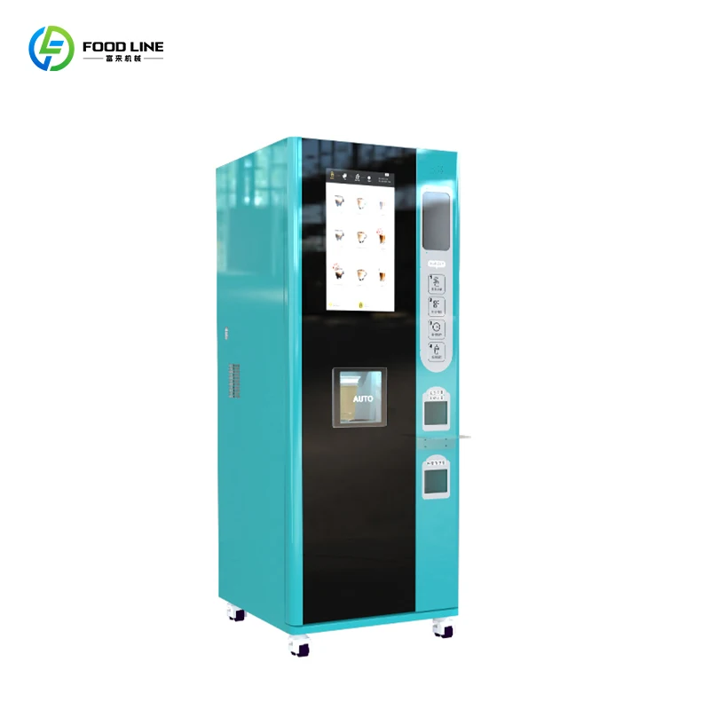 آلة بيع الذكاء الاصطناعي المخصصة أوتوماتيكية بالكامل لخدمة القهوة الساخنة والباردة على طول الوجبات الخفيفة