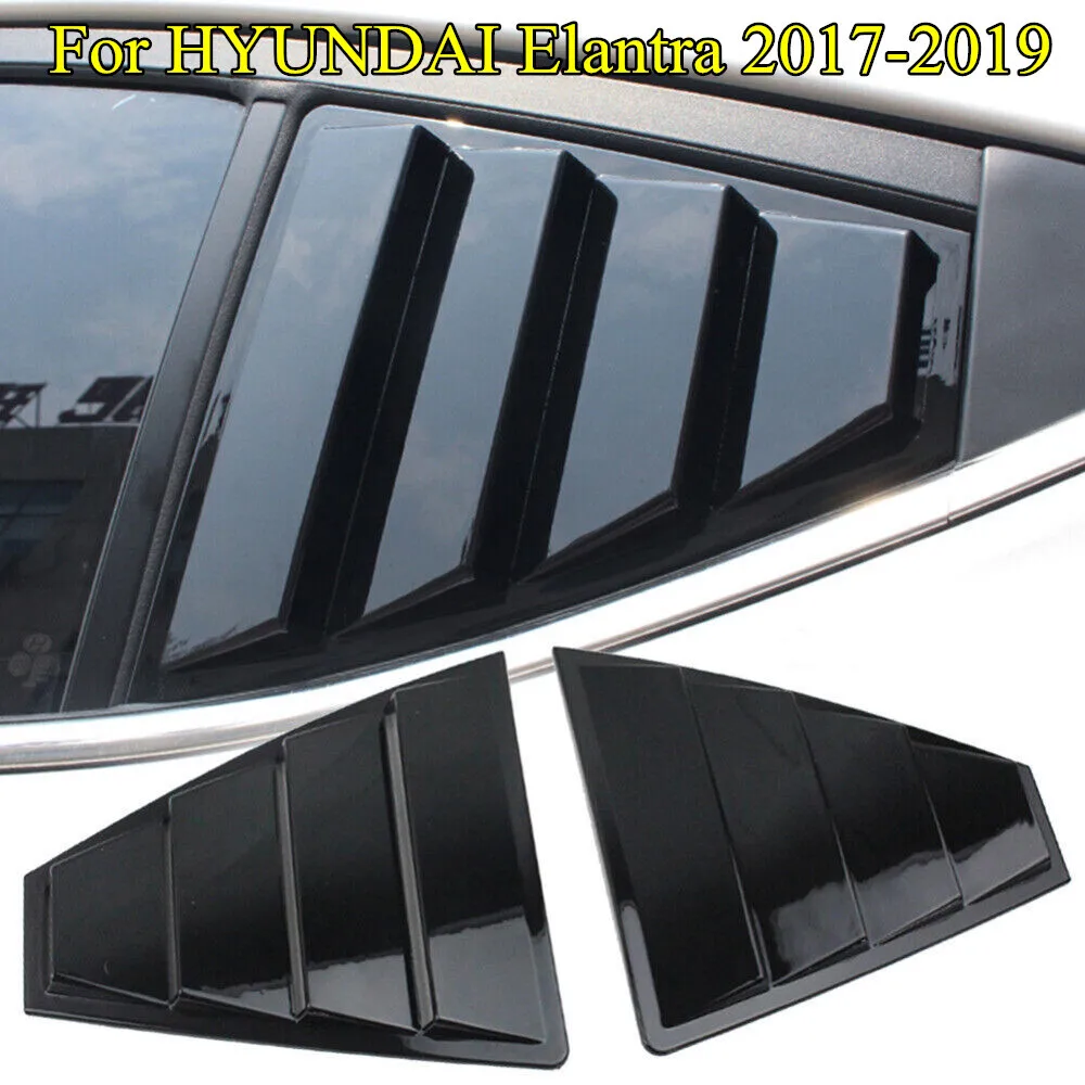 

Glossy Black Window Louvers Cover Rear Vent Trim For HYUNDAI Elantra 2017-2019