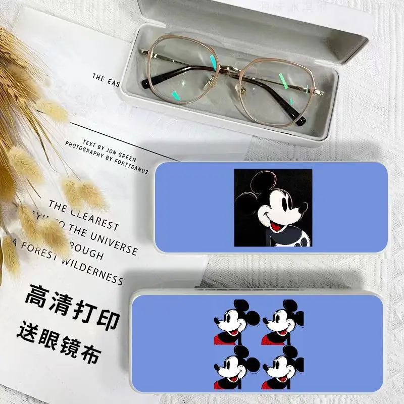 Disney Mickey Glasses Case Student Cartoon Cute Creative Simple Advanced Large Capacity Portable Storage Box Wholesale