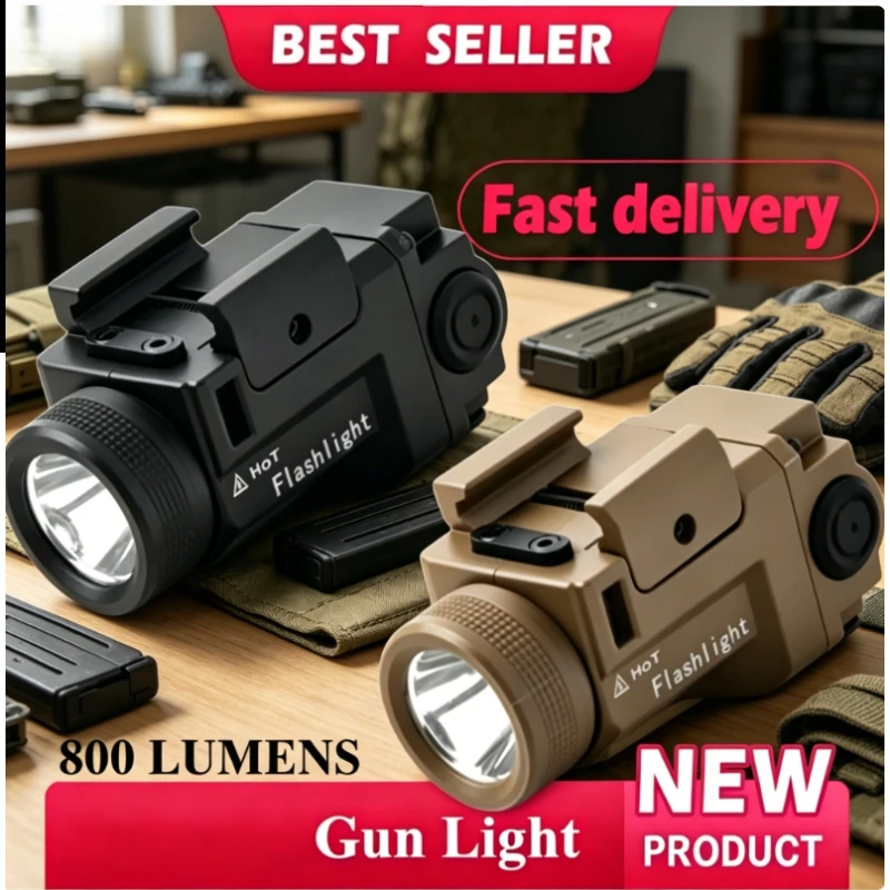 

2026 New Metal LED Flashlight, 800 Lumen Powerful Strobe Light, 20mm Picatinny Rail Mount Portable Outdoor Sport Accessory