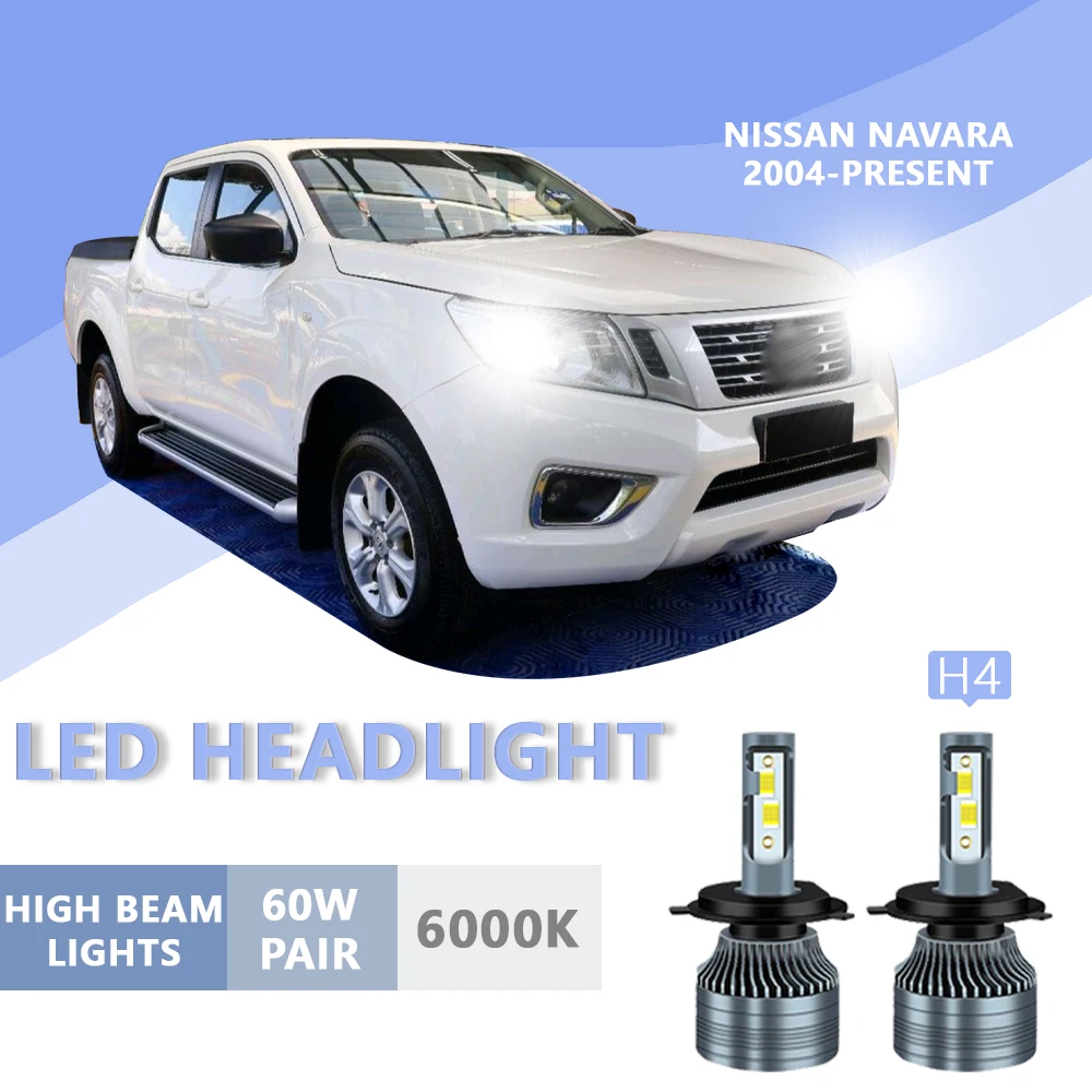 

2PCS FOR Nissan NAVARA-2004-PRESENT 6000k H4 Super Bright Hi/Lo Beam Headlamp Lampu LED Headlight Bulb White Light