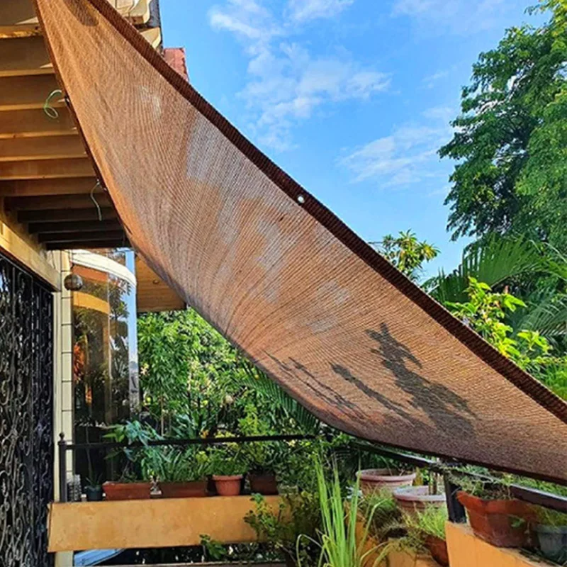 Coffee Sunshade Net Garden Sun Shelter Shade Mesh 98% Shading Shading Awning Sun Shading Sail Shade Canopy UV Protection