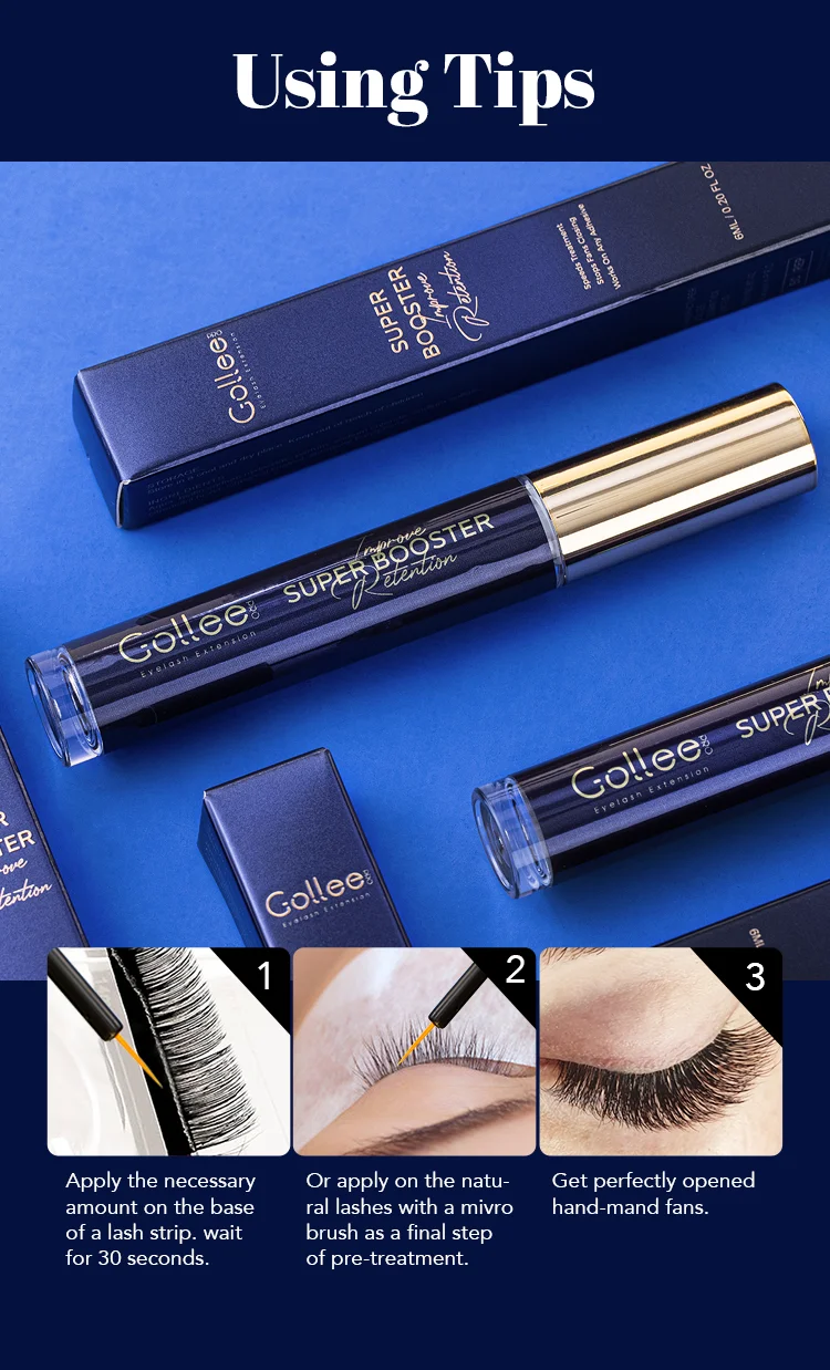 Gollee Wimpernverlängerungskleber 1s Schnelltrocknend Langanhaltend 6-7 Wochen Starker Wimpernverlängerungskleber Booster Beschleuniger Werkzeuge Wasserfest – Detail 19