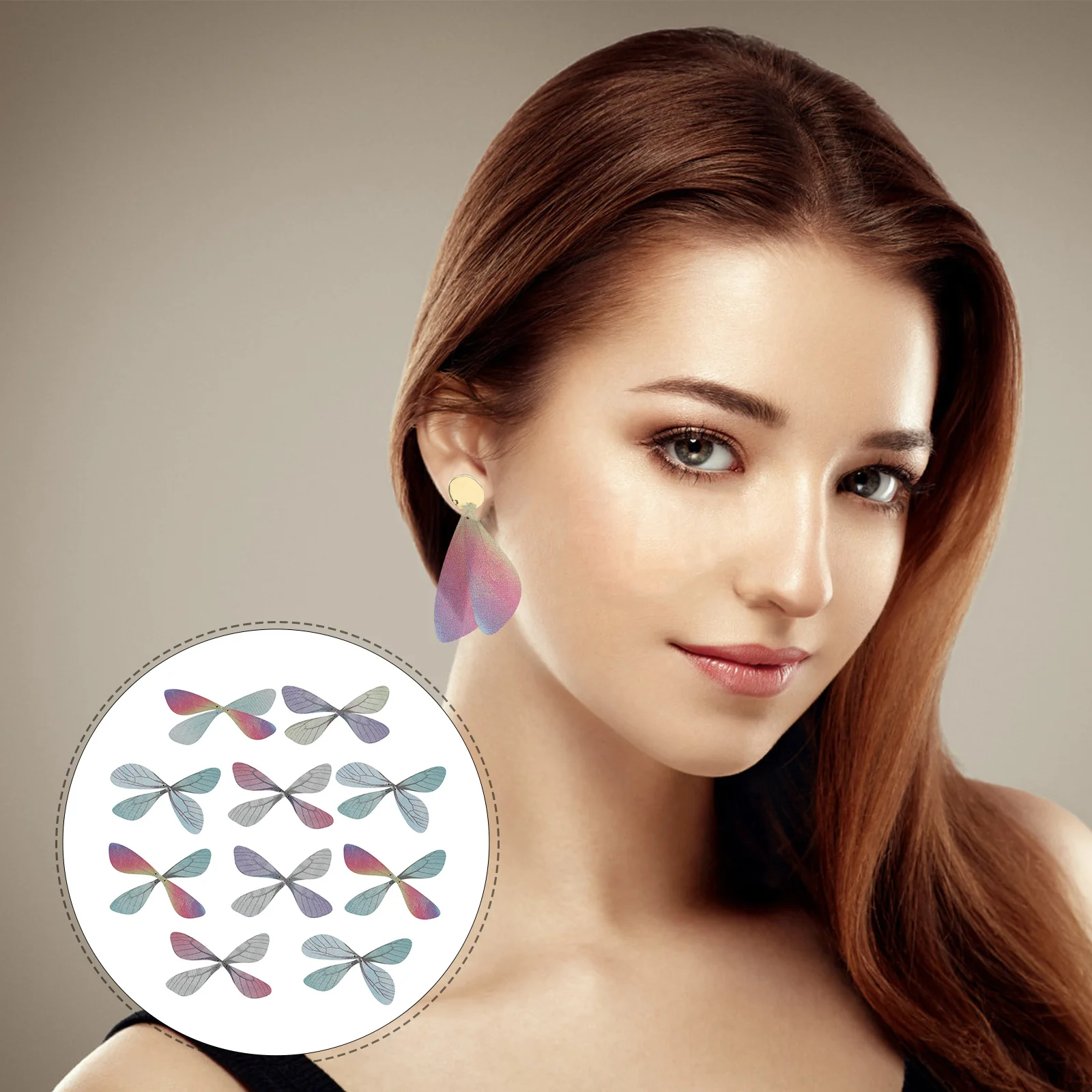 

50pcs Simulated Dragonfly Wing Decors Handmade Brooch Earrings Supplies Premium Quality Unique Design Gift For Friends Dark Pink